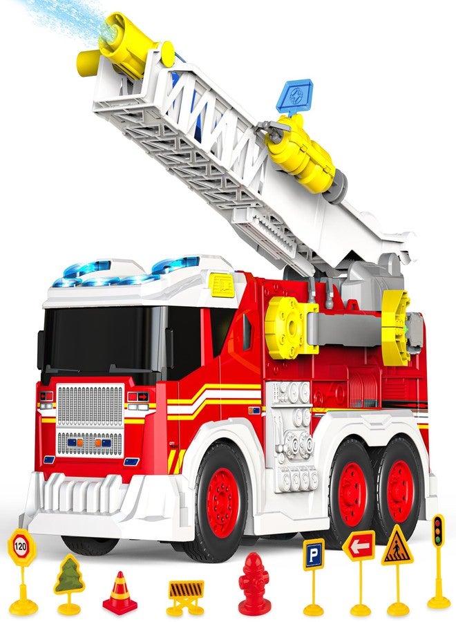 Letapapa Fire Truck Toy for 3 4 5 6 Year Old Boy Gift, Toddler Toys For 3 4 5 Years Old Boy Christmas Birthday Gift, Indoor Firetruck Toy For Kids 3-6 Year Old Role Playing With Ladder, Sounds And Lights - Image 1